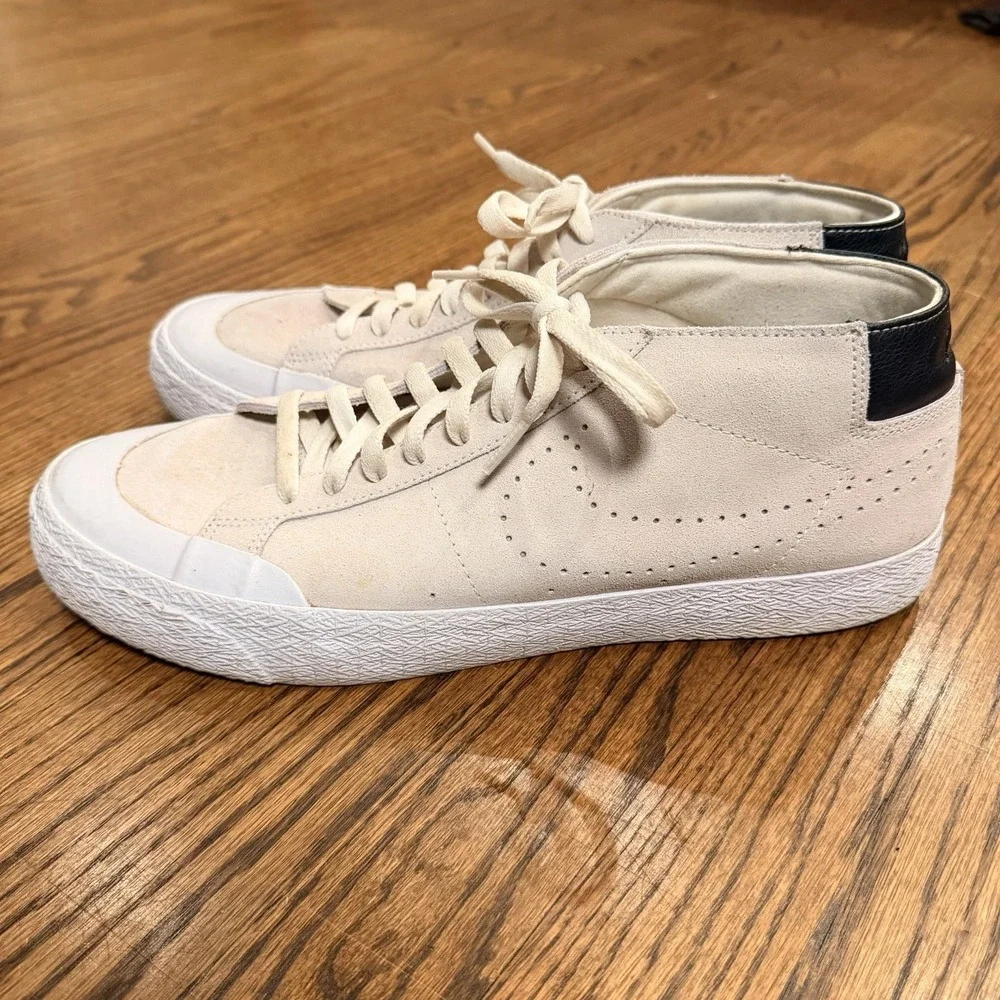 Nike SB Zoom Blazer Mid Deconstructed Suede Skate Shoes‎ Cream White Mens